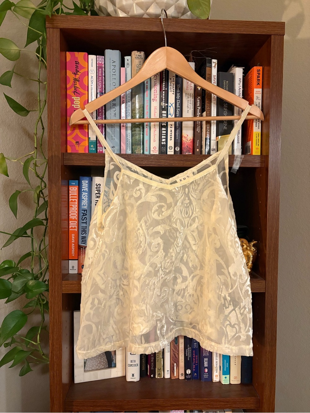POL Sheer Tank with Velvet Details - butter yellow color SZ SM EUC